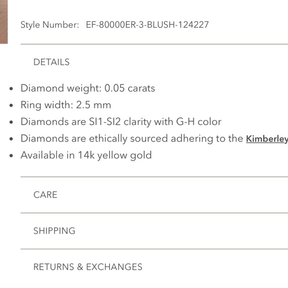 EF Collection: 3 DIAMOND & BLUSH ENAMEL RING - Picture 6 of 6